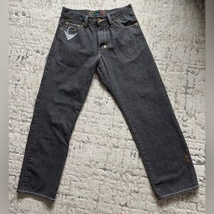 COOGI Jeans 32x34 Black Denim Baggy Wide Leg Skater Hip Hop Y2K Embroidered Pant